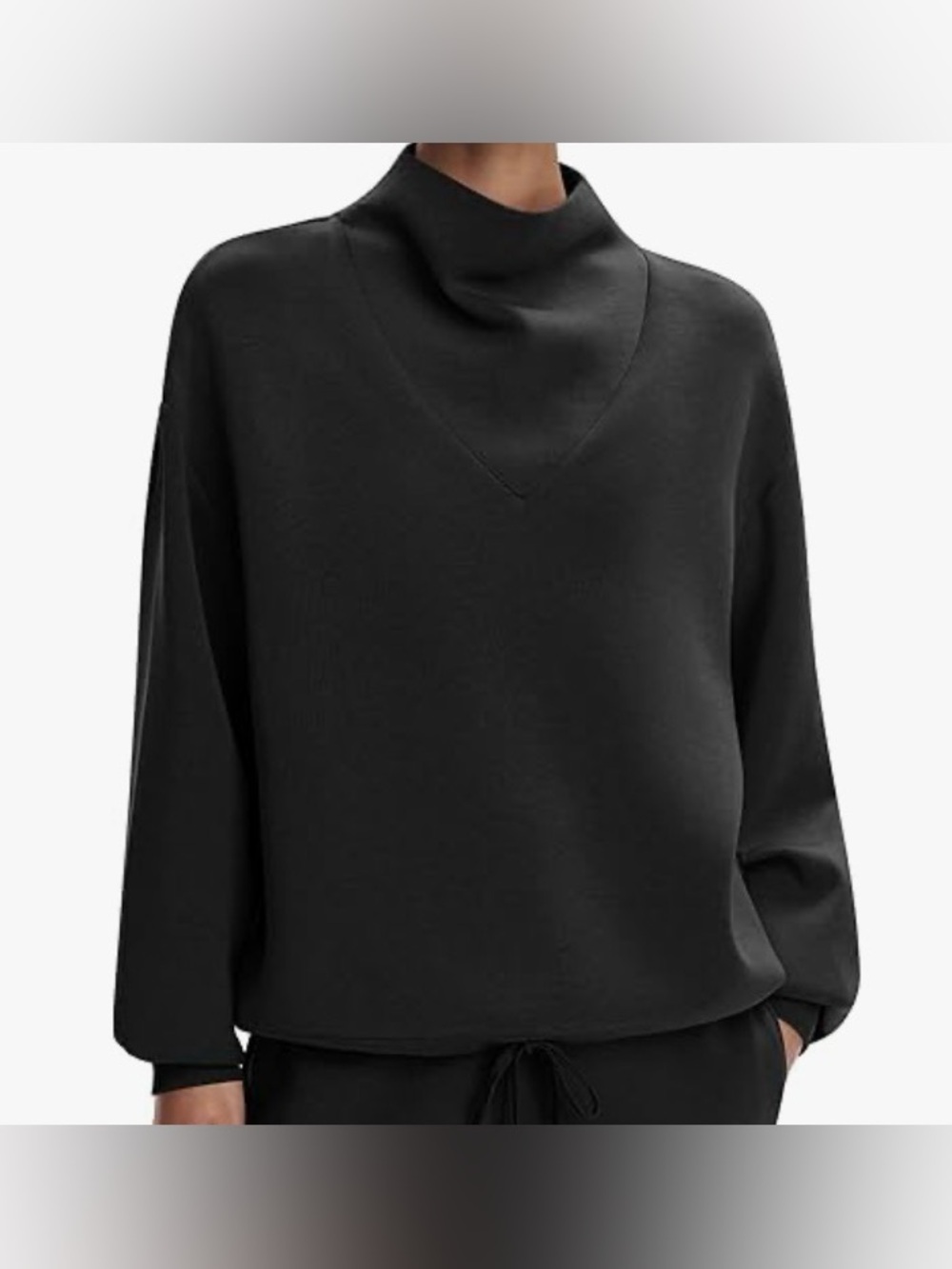 Amoretu Mock Cowl Neck Sweatshirt Lightweight Loose Fit Drop Shoulder Pullover